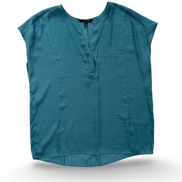 Banana Republic Tops - Banana Republic Blue/Teal Cap Sleeve Blouse with Mandarin Collar size M